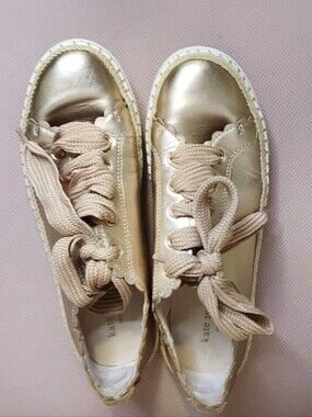 kate spade Metallic Gold Espadrille  Sneakers Size 6.5